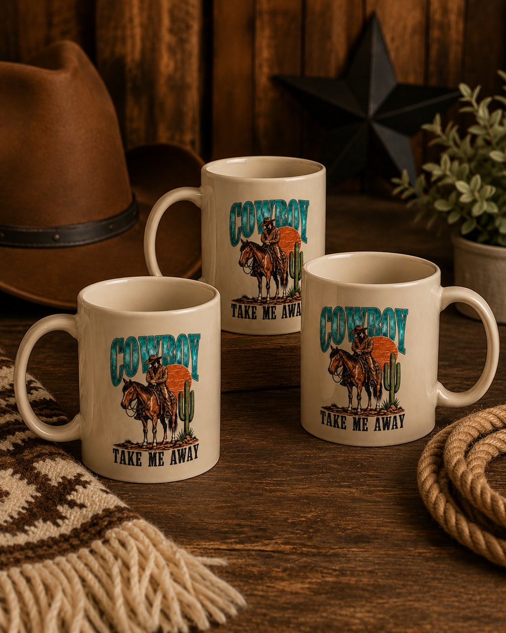Western Cowboy “Take Me Away” Mug – 11 oz